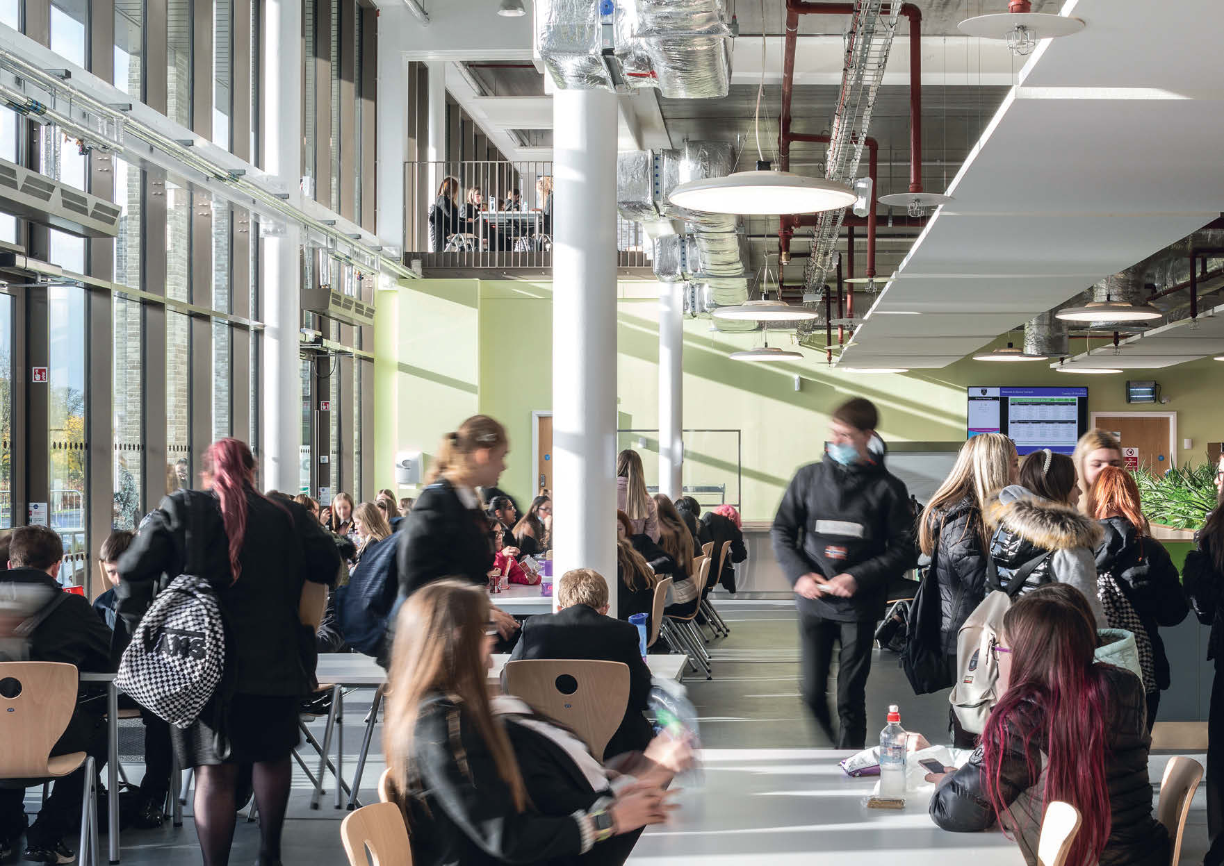 Students using a social learning space at Barony Campus